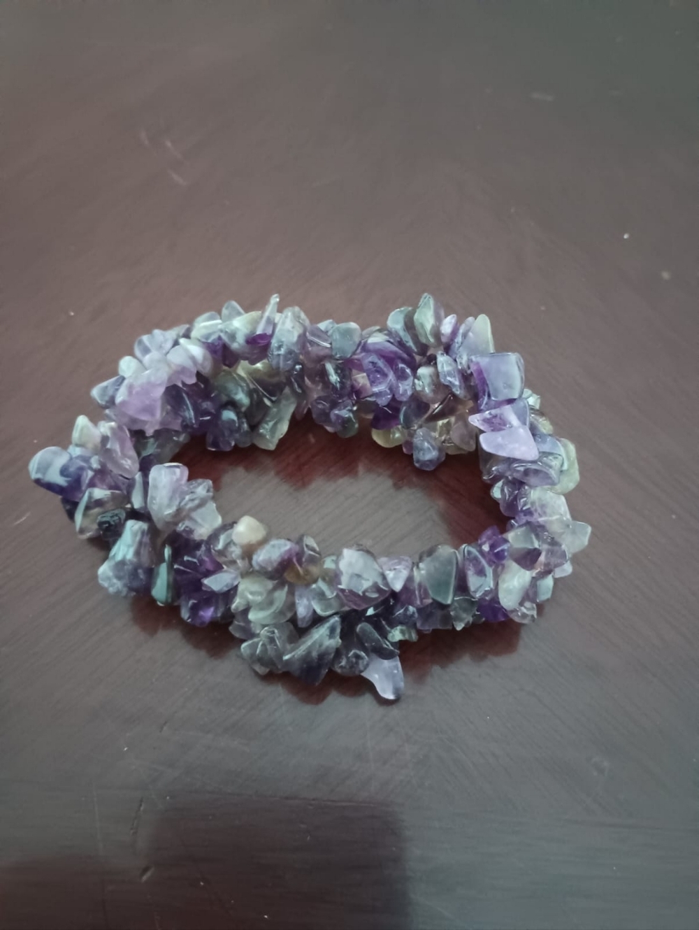 Amethyst Chip Stretch Bracelet - Purple Natural Stone Accent